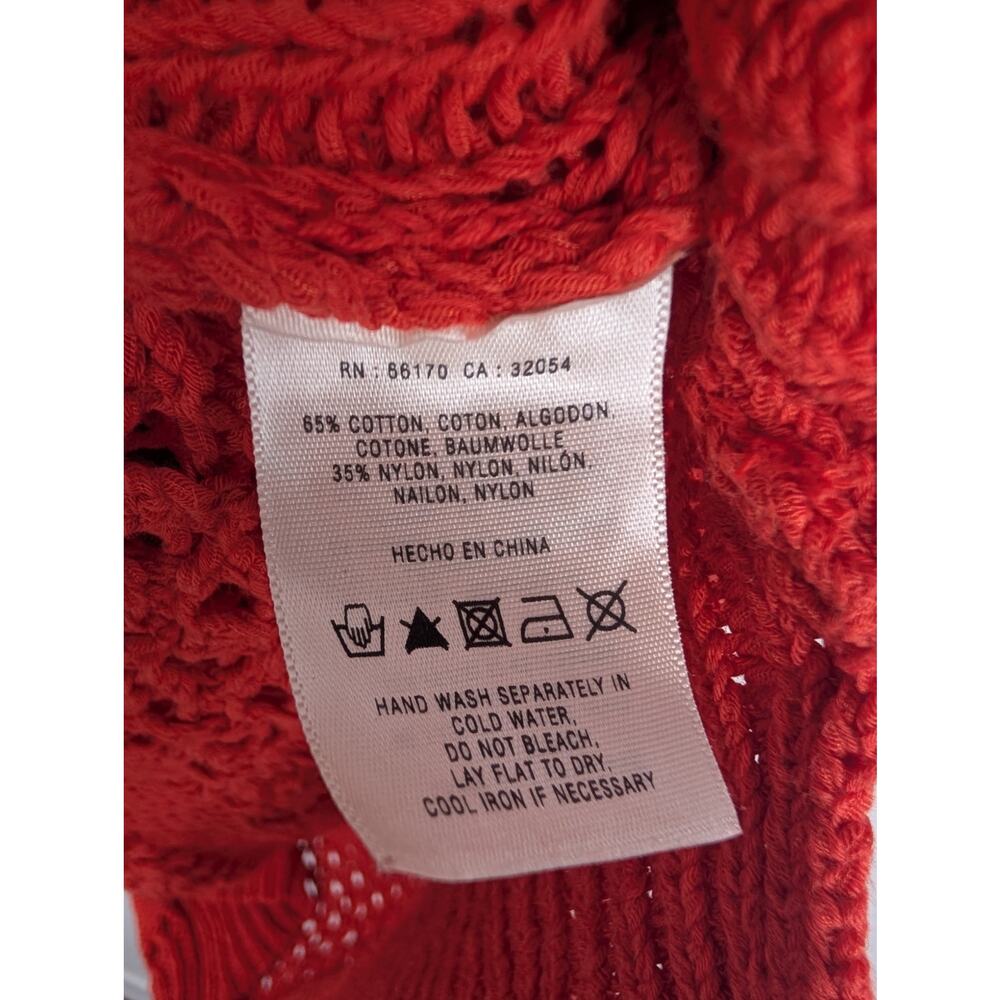 Anthro Guinevere In Summary Cardigan Sweater Crochet Boho Cottage Red Size S - Picture 8 of 11